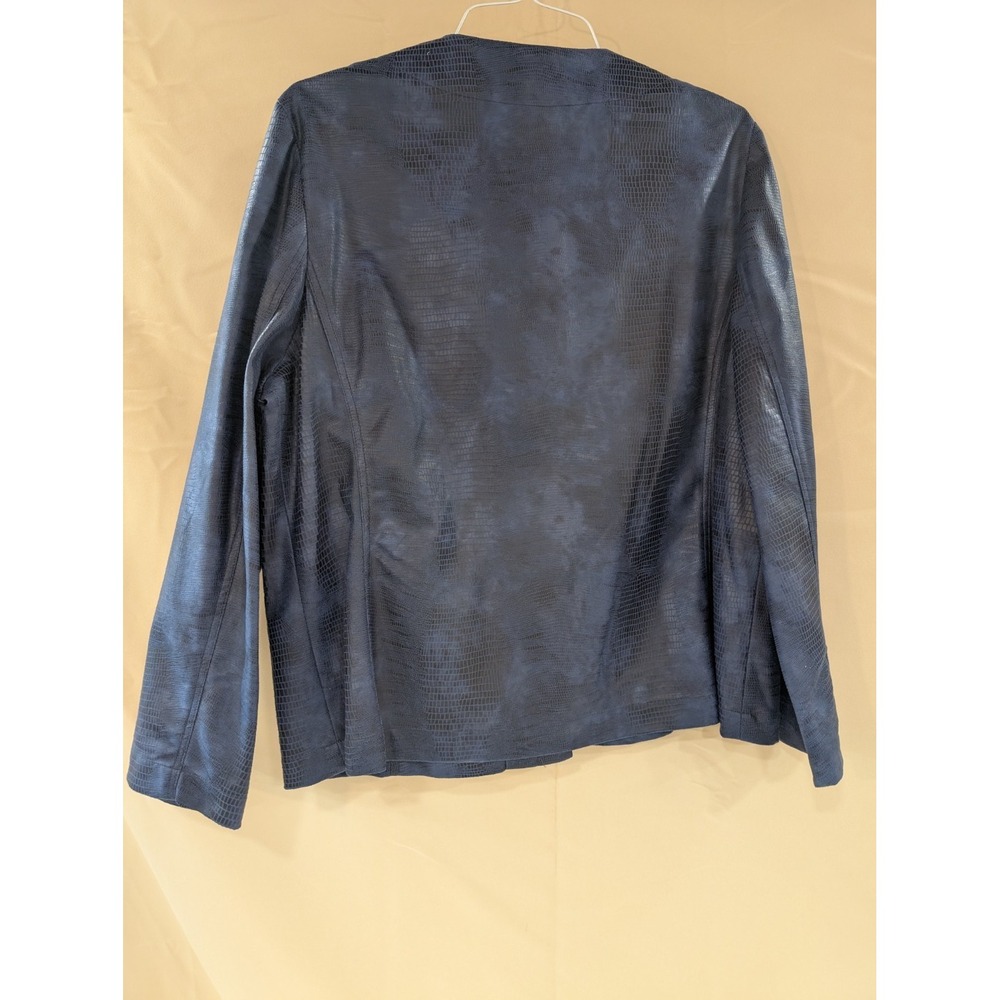 ALFRED DUNNER Navy Blue Textured Jacket Size 18 Embellished Collar & Pockets - Picture 2 of 3